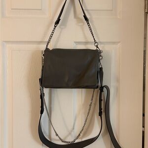Allsaints Stylish Grey Leather Shoulder chain Bag